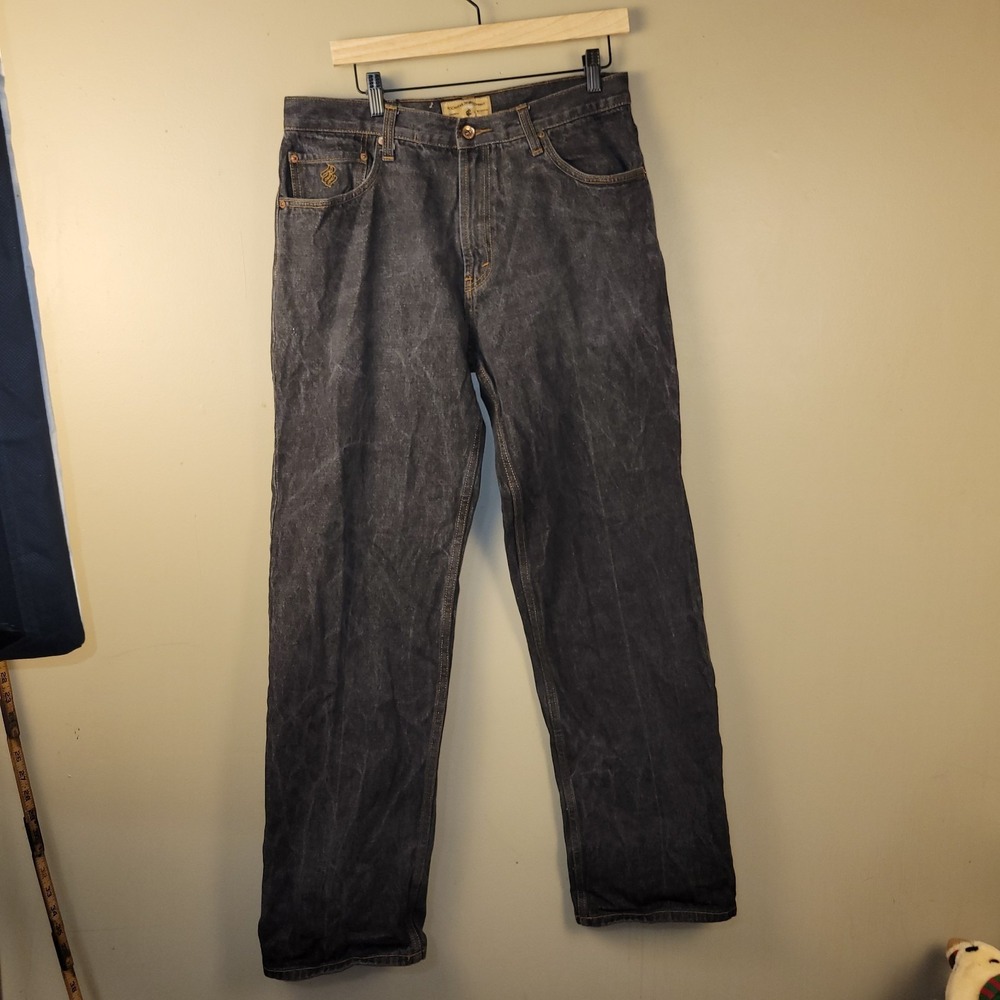 Y2K Rocawear Jeans Mens 34x34 Dark Wash Straight Leg Hip‎ Hop Baggy Denim Pants